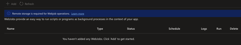 Linux App Service WebJob disabled